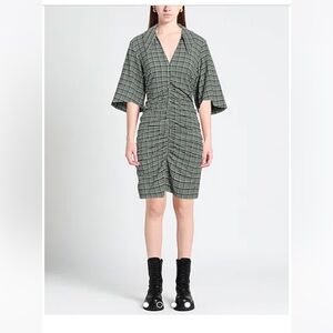 EUC GANNI Seersucker Mini Dress In Check Print